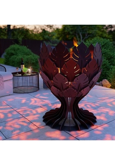 Yaprak Kadehi Ateş Çukuru Bahçeniz İçin Dekoratif Dayanıklı Siyah