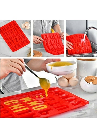 Besthome1 26 Harfli Silikon Kalıp - Renkli, Isı Dayanıklı Pasta, Buz, Çikolata Yapımı Çok Renkli