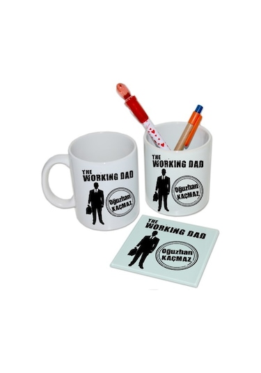 Babalar Günü Hediye Seti - Working Dad Temalı Kişiye Özel Isimli