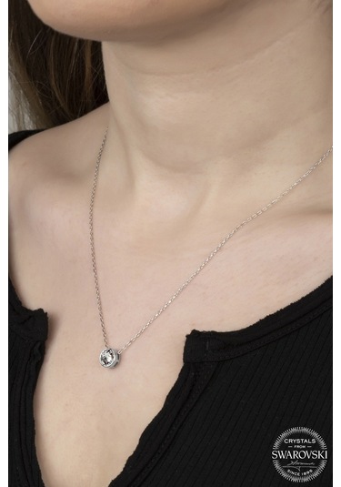 Union Swarovski Crystal Kadın Pırlanta Montür Rose Gümüş Kolye (550094268)