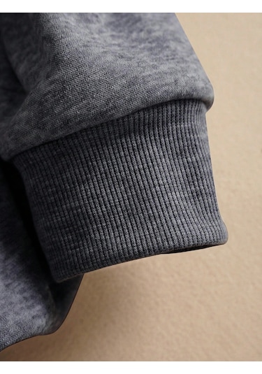 Tarzsokak Ecg Bisiklet Off-road Baskı Erkek  Kış Cep Kapşonlu Moda Polar Sweat  Antrasit