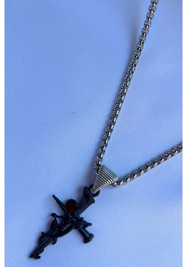 El İşçiliği Paslanmaz Çelik Zincir Erkek Kolye Gri