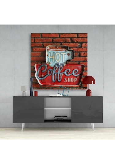 Hot Coffee Cam Tablo Hediyelik, Dekoratif, Ofis, Mutfak