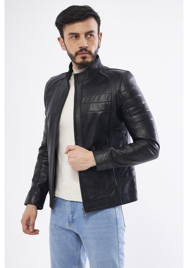 Derinss Der224 Hakiki Deri Erkek Siyah Mont 001
