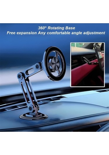 Pazly Universal 360 Manyetik Araba Telefon Tutucu, Mekanik Kol Selfie Çubuğu, Güçlü Sıkma, Yüksek Kalite Alüminyum