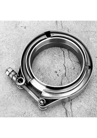 Moveevo Turbo Egzos Boru V-tipi Klips + 2 Flanş Seti, 304 Paslanmaz Çelik, 2.75 İnç, Evrensel Uyumlu, Kaynaklı Montaj İçin