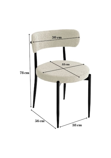 Elisa Mutfak Balkon Salon Sandalyesi 4 Adet Tedy Kumaş