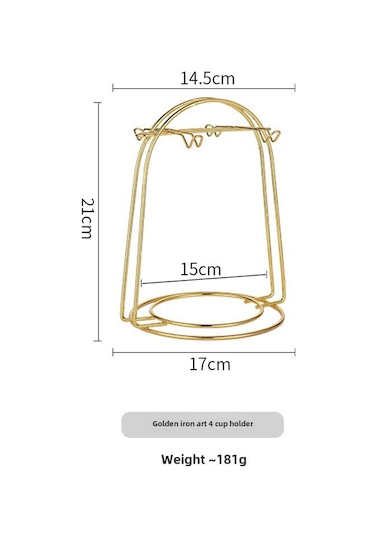 Qingmipy Eşsiz Retro Tasarım Demir Çelik Kahve Fincan Rafı - 4 Fincanlı,电镀 Altlık, Ev/café İçin Kolay Kurulum, 180g Hafif Ve Dayanıklı