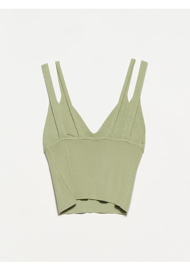 Dilvin Çift Askılı Triko Atlet  Haki