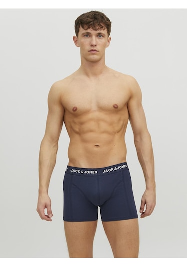 Erkek Düz Renk 3'lü Beli Lastikli Boxer Paketi - Anthony - 12171946 Blue Nights