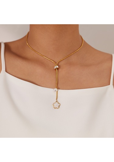 Sones Opk Gx2426 Basit Paslanmaz Çelik Çiçek İnci Kolye Püskül Kolye Çok Renkli