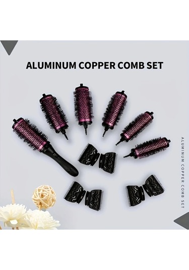 Willowhaven Pembe 6lı Alüminyum Saç Taranı Seti, 3 Boy, Düz Dalgalı Kıvırcık Saç Şekillendirme