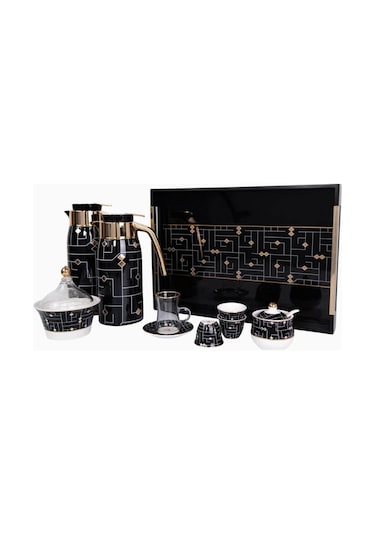 Roomours Koofi Coffee-tea Bundle Set 23 Parça Porselen Kahve Çay Takımı-çift Katmanlı Termos 0 - Siyah
