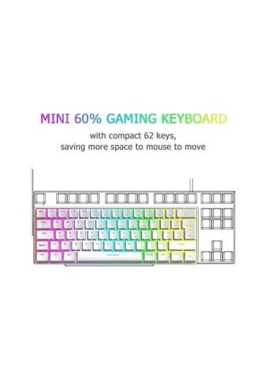 Beyaz Bkb4 Rgb Kırmızı Switch Q Gaming Tam Mekanik Kablolu Oyuncu Klavyesi