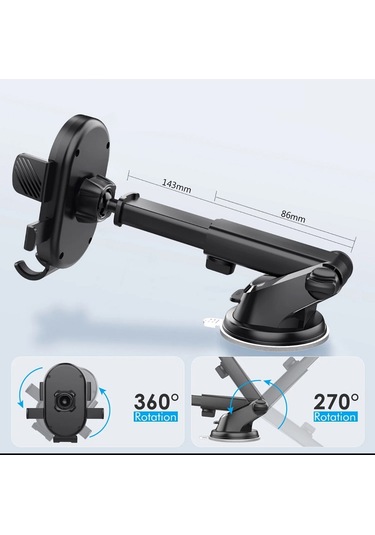 Blue Spectrum H-xp090 Ekstra Güçlü Vantuzlu Araç İçi Telefon Tutucu Siyah