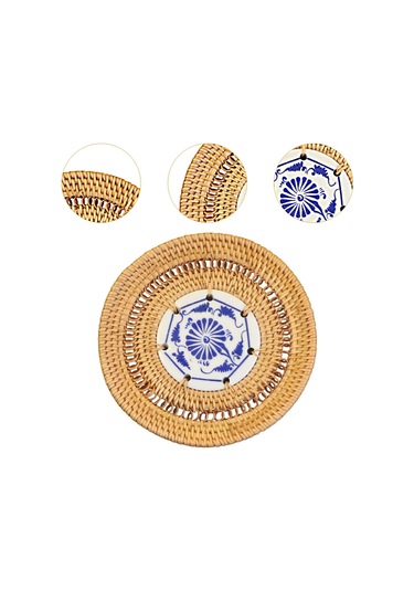 Suntek Tatil Yemeği Yemek Ev Için Yuvarlak Dokuma Servis 13cm Kahverengi