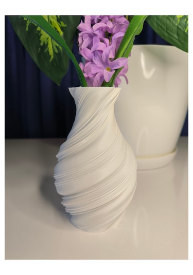 Bohem Tarzda Dekoratif Vazo - 15cm Beyaz