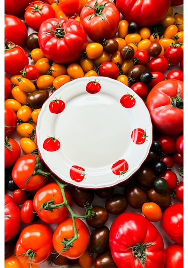 Rakle x Bengi Kurtcebe Pomodoro Stoneware 4'lü Pasta Tabağı Seti 21 cm