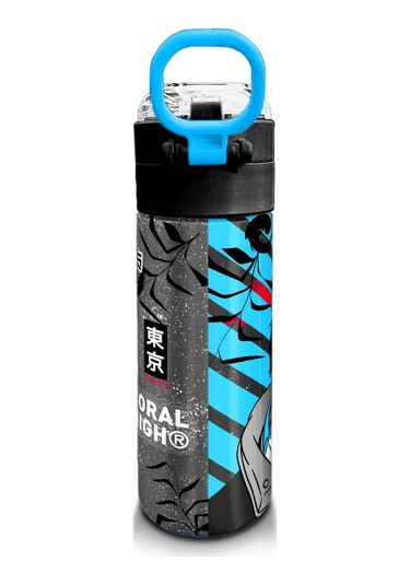 Coral High Kids Siyah Mavi Anime Desenli Pipetli Ve Direkt İçim Çelik Termos 500 Ml 31840 Mavi - Siyah