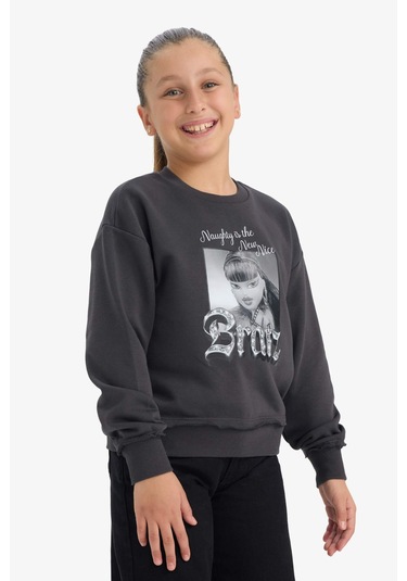 Defacto Kız Çocuk Bratz Oversize Geniş Kalıp Bisiklet Yaka Sweatshirt F2434a825auar210 Antrasit-ar210