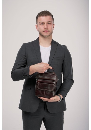 Ççs 31600 Hakiki Deri Askılı Çanta Kahve