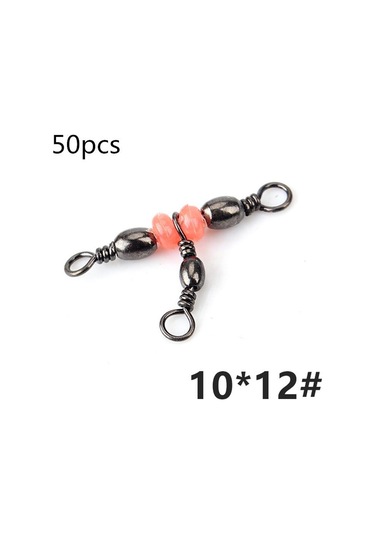 50/adet Üç Yollu Balıkçılık Konektörü Varil Döner Yapış Halka Boncuklu Balıkçılık Kanca Cazibesi Hattı Balıkçılık Aksesuarları 10 12 -50pcs