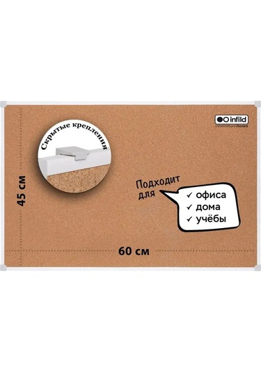 Infıld 45x60 Cm Mantar Kaplamalı Pano, Pvc Profill 14453292 Diğer