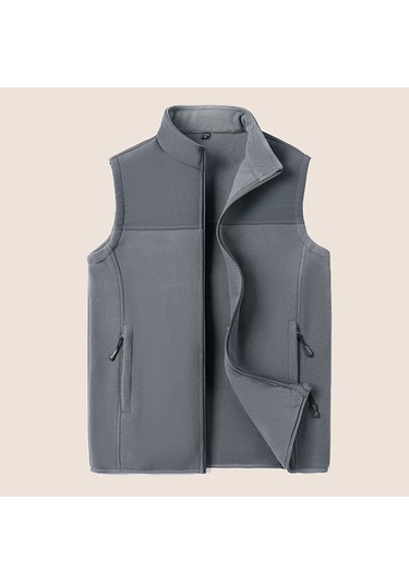 Yelek Erkekler Sonbahar Kış Sıcak Polar Yelek Gri