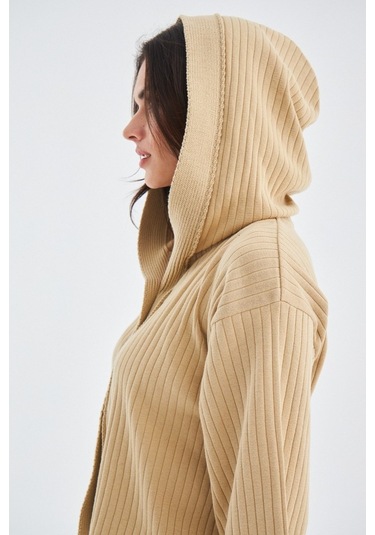 Peraluna Mujo Cardıgan & Shorts %100 Pamuk Kadın Triko Şort Takım Bej