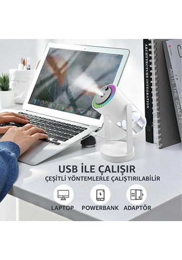 Rgb Işıklı Hava Nemlendirici Buhar Makinesi Döner Açılı Ultra İnce Sprey Usb Çalışma Sessiz
