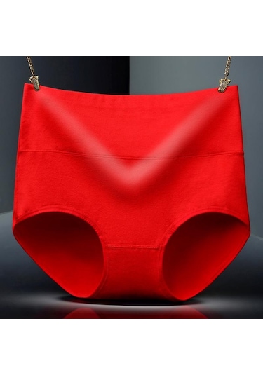 Amarant Büyük Beden Saf Pamuklu Minimalist Kadın İç Giyimi Ve Kalça Kadar Yüksek Bel İç Giyim Nefes Alabilir Külot Fuşya
