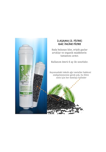 WaterMelon Kapalı Kasa 12" Su Arıtma Cihazı Filtresi Inline 6 Aylık Set