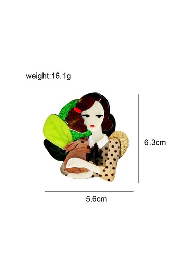 Blucome Akrilik Kız Sarılma Tavşan Broş Nazik Bayan Pin Moda Asetat Fiber Takı Yeni Tasarım 2023 Yüksek Kalite Yeşil