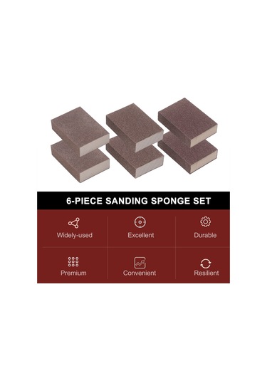 Samdoo 6'li Zımpara Sünger Seti - Ahşap & Metal Parlatma İçin 60/120/240 Kum