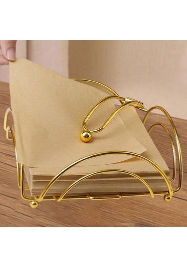 Homyl Dik Peçete Dispenseri Peçetelik Yemek Masası Altın Altın