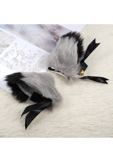 Yifomall Şık Tilki Kulaklı Saç Aksesuarı: 2 Farklı Stil İçin Peluş Kulaklar Ve Siyah Bant Seti 12cm X 9cm