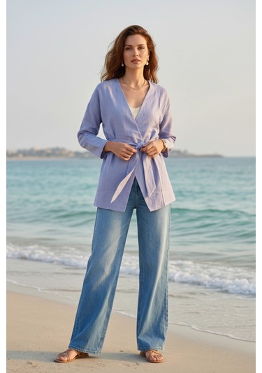 Kadın Kuşaklı Kimono 1177 Mavi