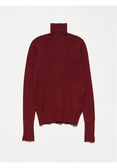 Dilvin Balıkçı Yaka Kolu Droplu Kazak-Bordo - 555888984 Bordo