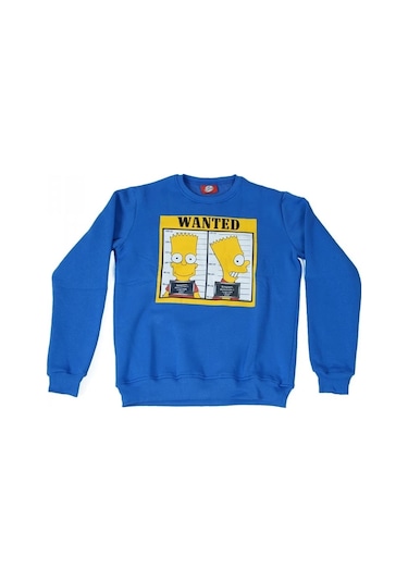 The Simpsons Bart Wanted Sweatshirt Mavi Çok Renkli