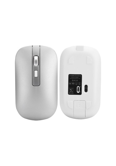 2.4g Kablosuz Ergonomik Fare 1600 Dpı Yüksek Çözünürlüklü Usb Şarjlı Bilgisayar Aksesuarları Gümüş
