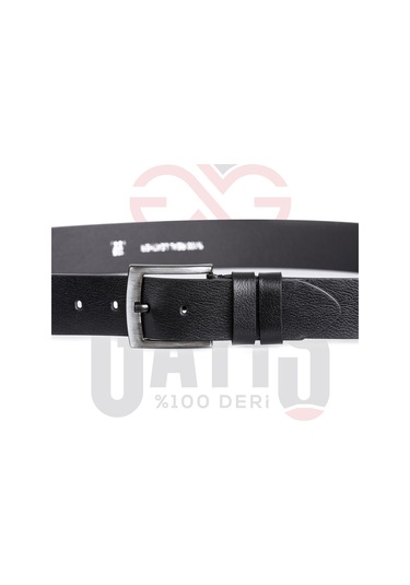 Gayış Özel Kutulu Hakiki Manda Derisi Erkek Kot Pantolon Kemer Siyah