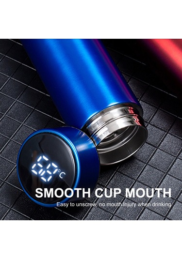 Reedark 480ml Pembe Akıllı Led Sıcaklık Gösteren Süper Isı Yalıtımlı 304 Çelik Leak-proof Filtreli Seyahat Okul Su Bardağı