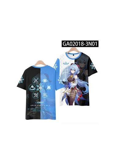 Snapbuy Yeni Oyun Anime Genshin Impact Hutao Yae Miko 3d Baskılı T-shirt Unisex Giyim Cosplay Teegökyüzü Mavierkek Gökyüzü Mavi