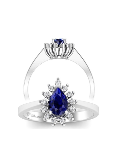 0,50 Karat Pırlantalı Safir Yüzük (464657143)