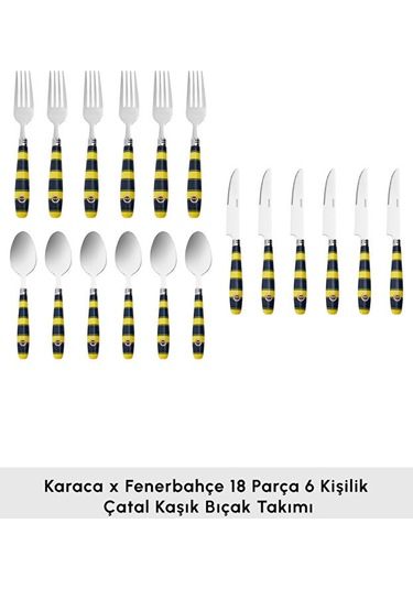 Karaca X Fenerbahçe 18 Parça 6 Kişilik Çatal Kaşık Bıçak Takımı Lacivert