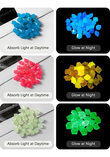 Ruicoo Akvaryum Bahçe Dekoratif Yetenekli Mini Parlak Resin Taşları, Gece Işık Sağlar, 200 Adet/paket, Doğal Rengi