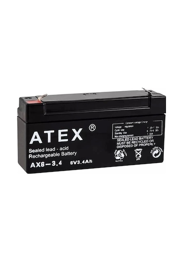 Atex 6 Volt - 3.4 Amper Yatık Akü