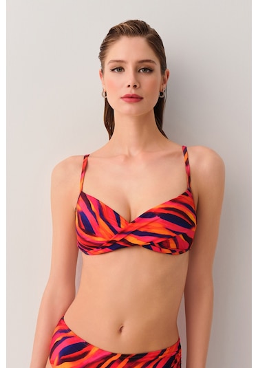 Suwen Flame Yarı Destekli Bikini Üstü Sb2527013841384 Flame Baskılı