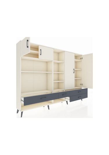 Arges Dolap 12 Raflı 4 Çekmeceli 4 Kapaklı 220x30x163 Aytaşı-ayta Aytaşı-aytaşı/antrasit