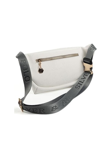 Silver Polo Sp1192 Kadın Bel Çantası Logolu Beyaz-a.gri